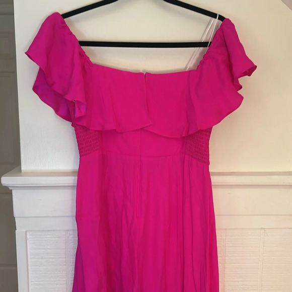 Amanda Uprichard REVOLVE Camellia Silk Asymmetric Dress Hot Pink size Large - Picture 7 of 8